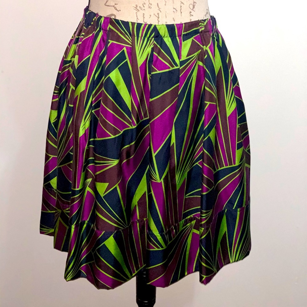 DKNY Silk pleated peacock color skirt